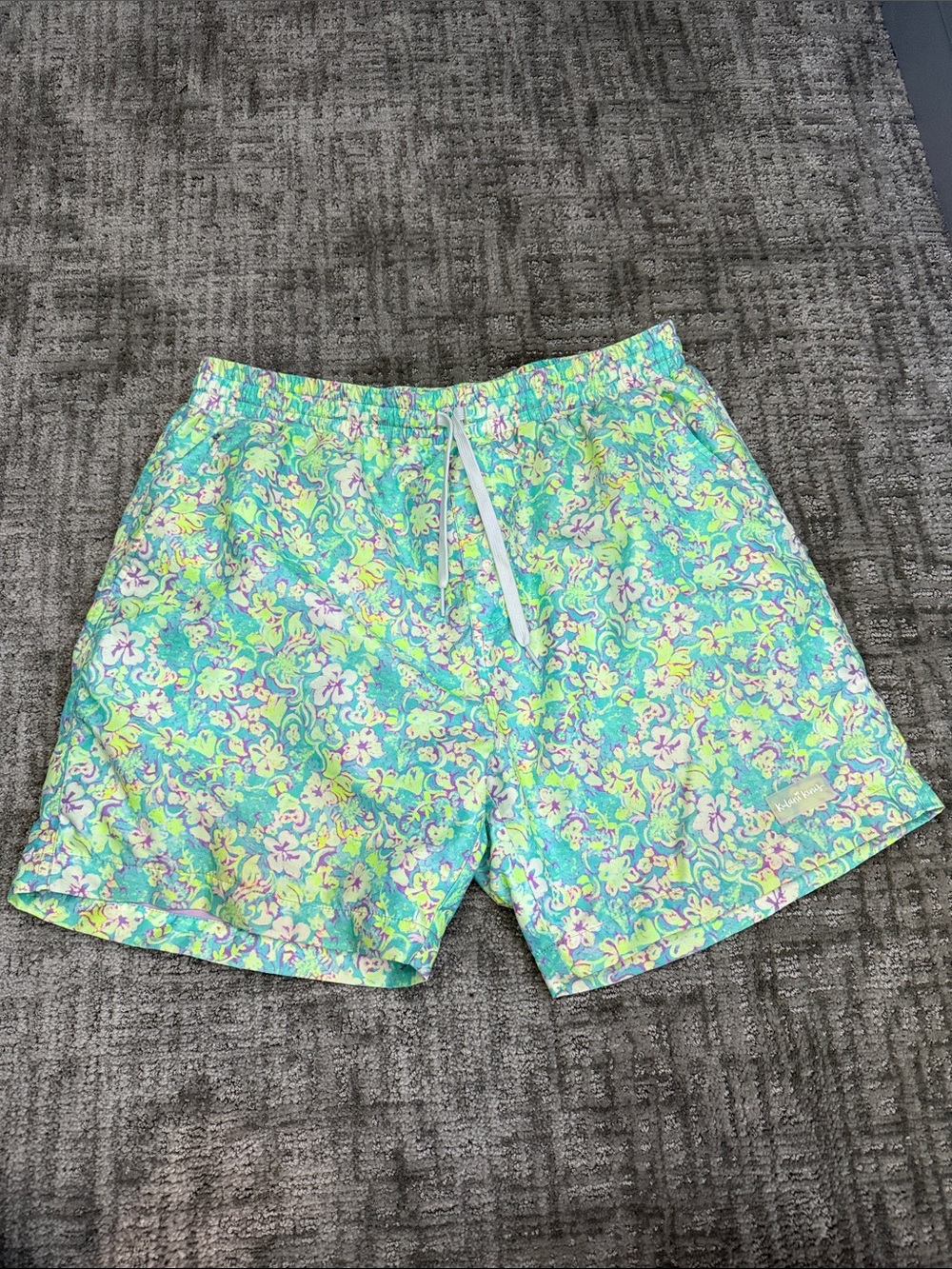 Kulani Kinis Turquoise Floral Swim Trunks